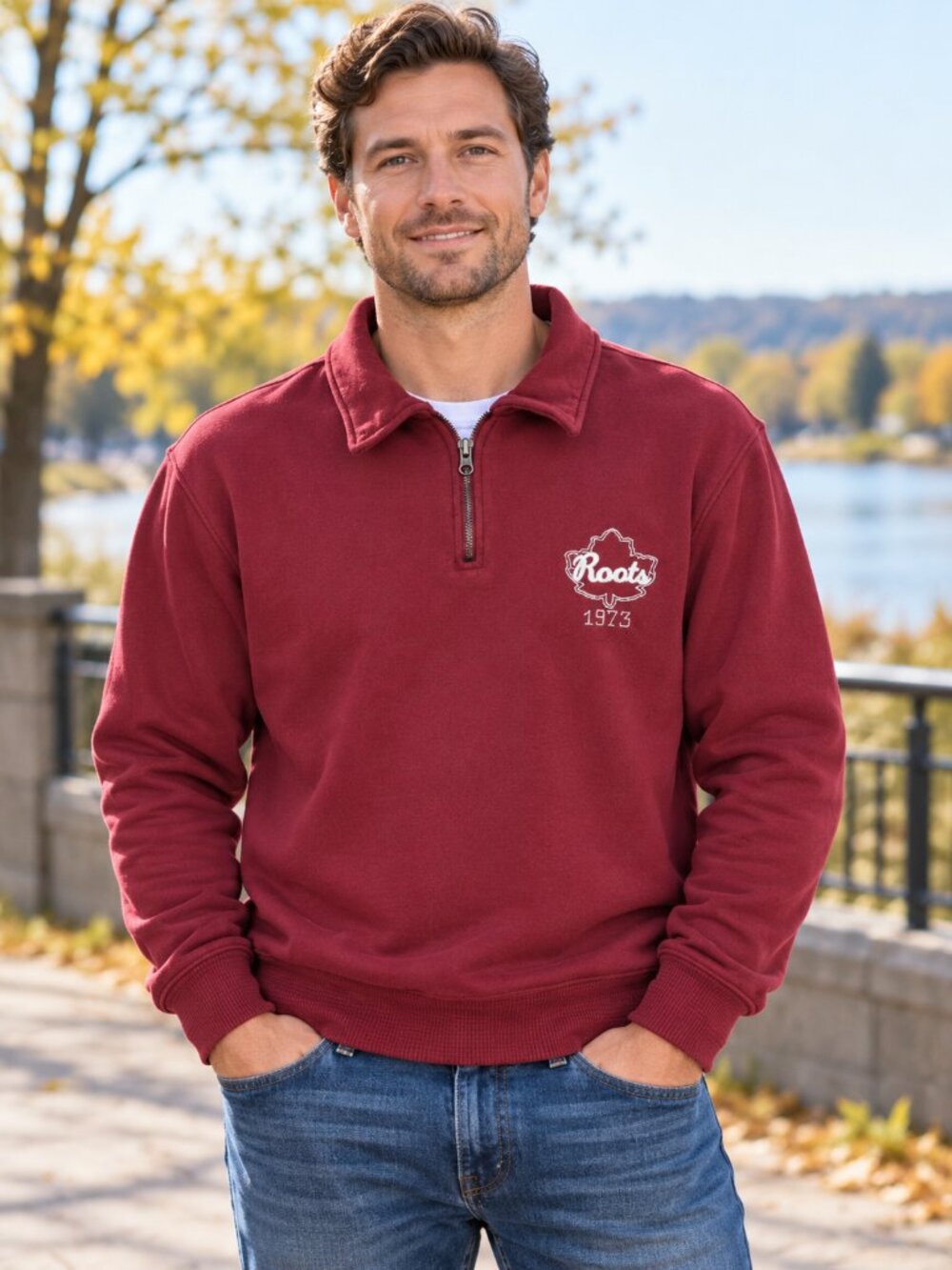 Mens Roots Half-Zip Sweatshirt - MEDIUM